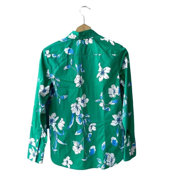 BRAX FEEL GOOD Victoria Tunic Top Women’s 36 Green Floral Button Down Shirt - Picture 2 of 3